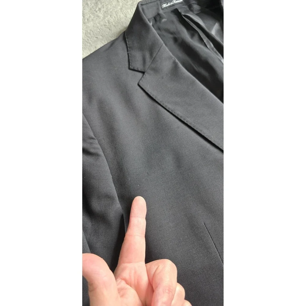Louis Vuitton Uniformes Blazer Mens 62 Black Wool 2-Button Jacket Sportscoat